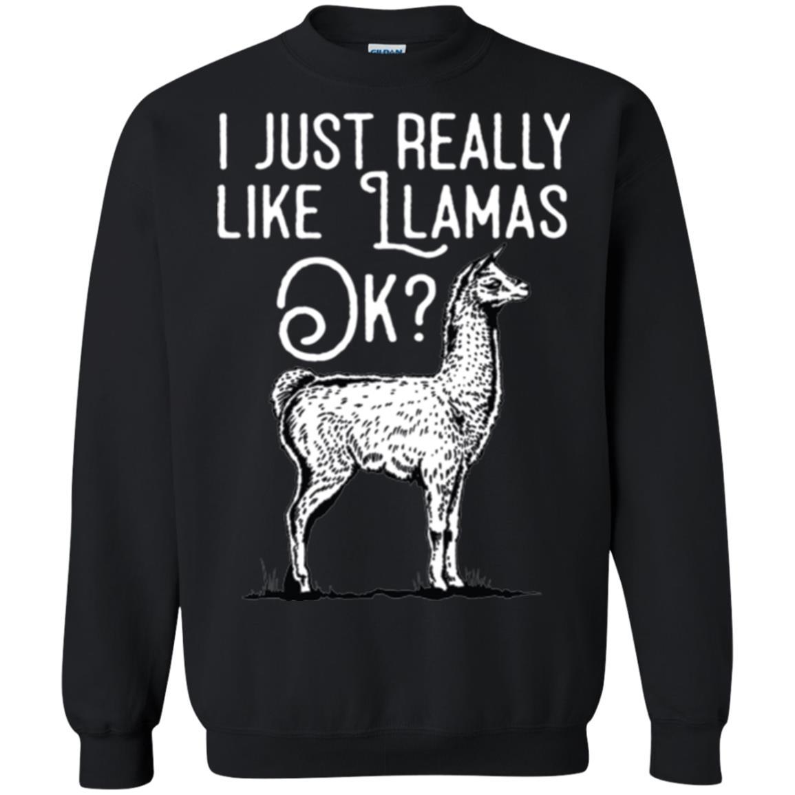 Alpaca T-shirt I Just Really Like Llamas Ok Black