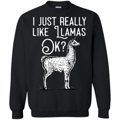 Alpaca T-shirt I Just Really Like Llamas Ok Black