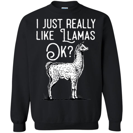 Alpaca T-shirt I Just Really Like Llamas Ok Black