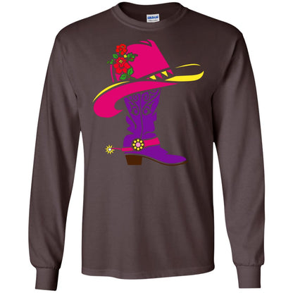 Cowgirl Boots With Hat T-shirt Dark Chocolate
