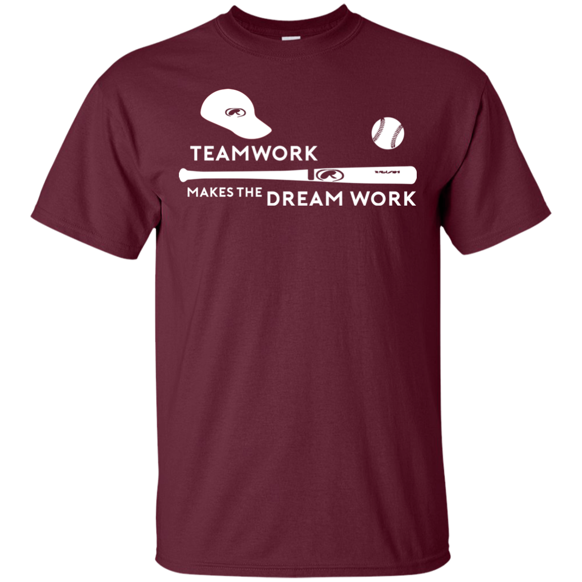 Baseball T-shirt Teamwork Makes The Dream Work Maroon
