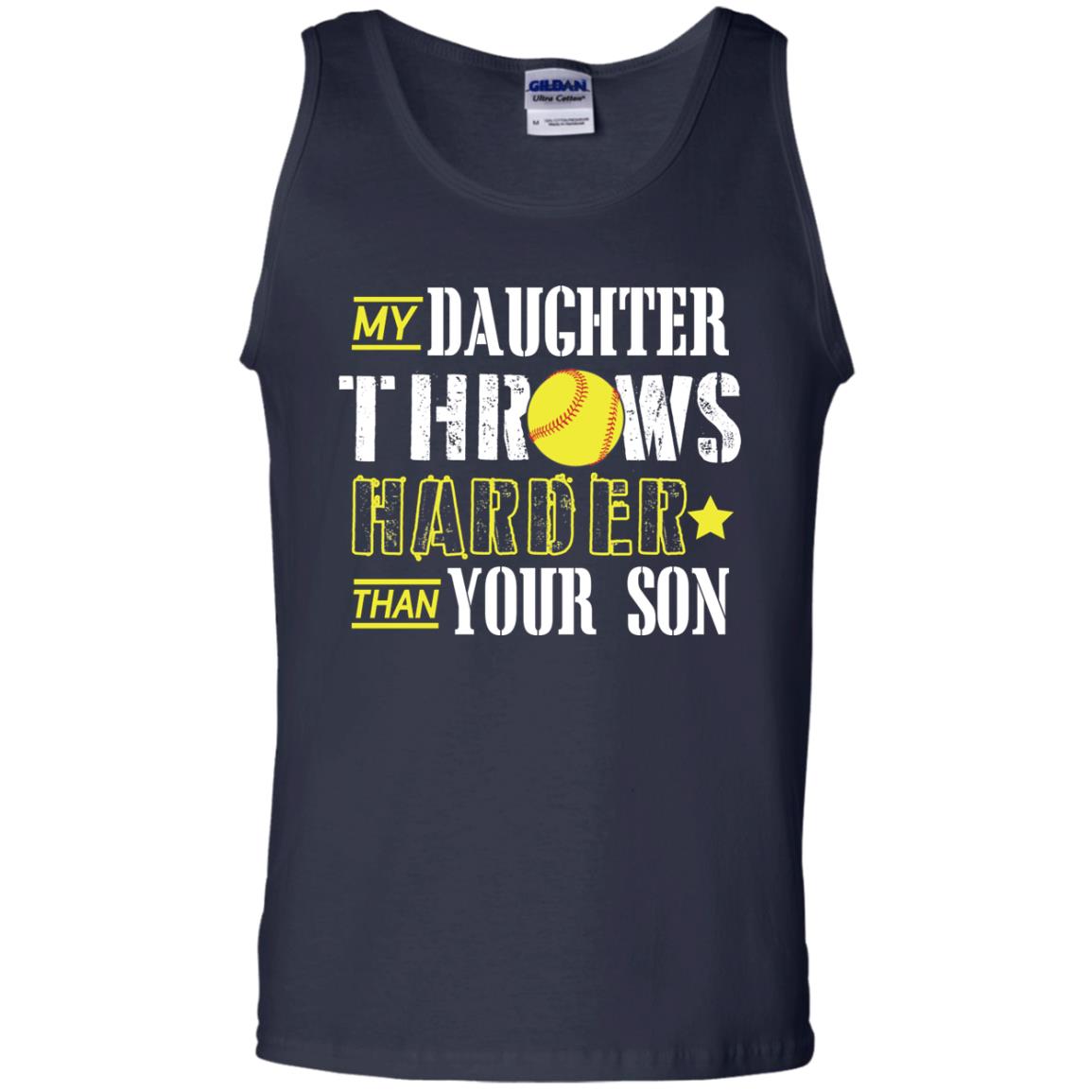 My Daughter Throws Harder Than Your Son Softball Parents T-shirt Navy