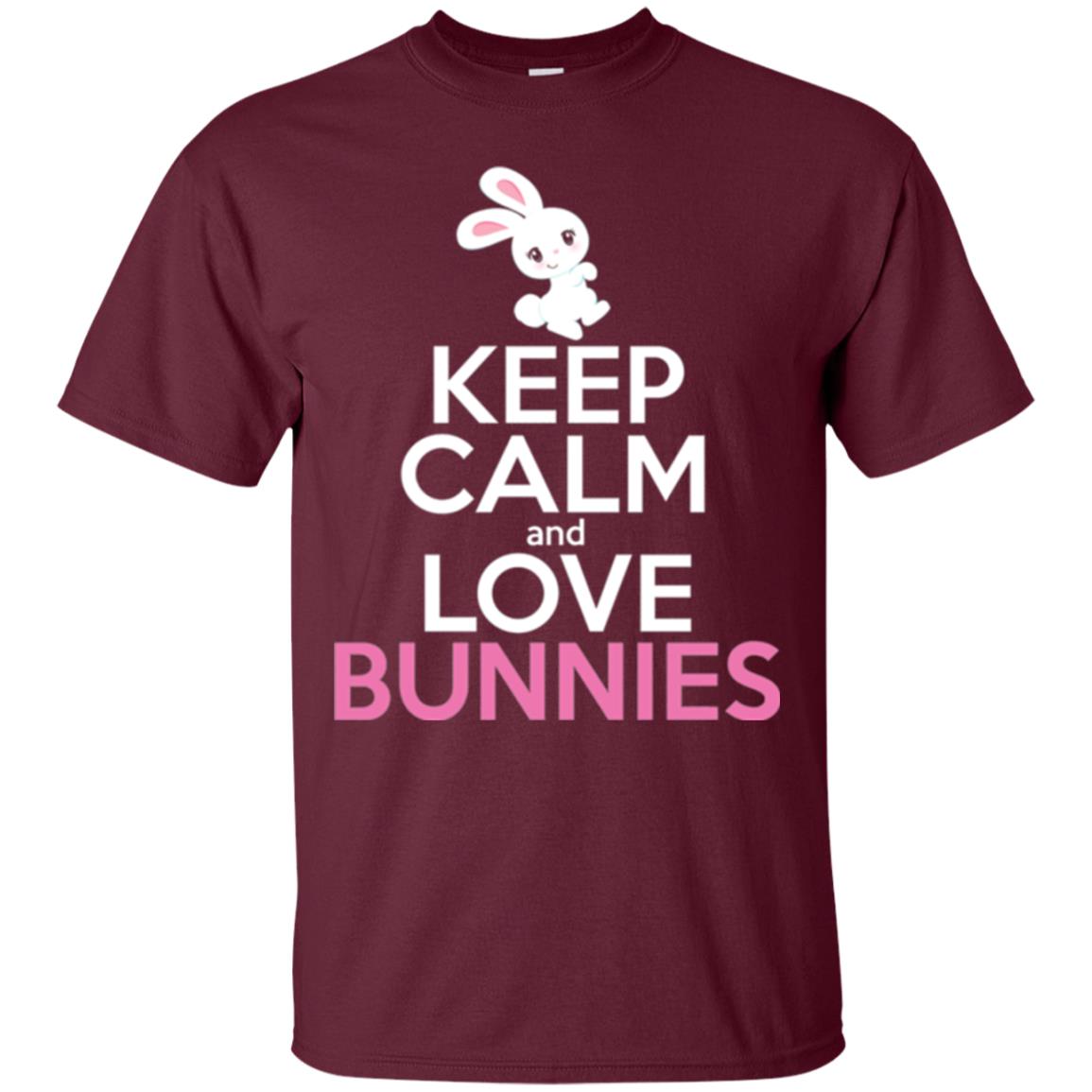 Bunny T-shirt Keep Calm And Love Bunnies Maroon