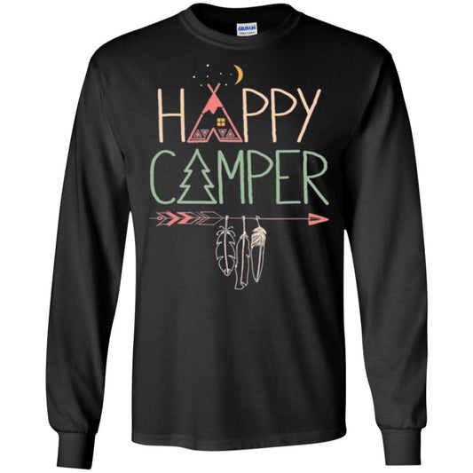 Camper T-shirt Happy Camping Black