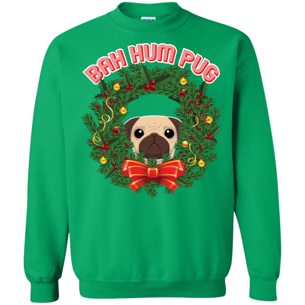 Christmas T-Shirt Bah Hum Pug Irish Green