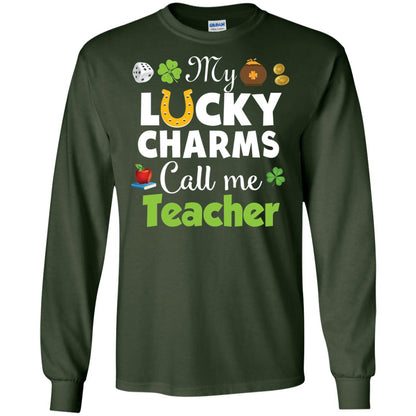 My Lucky Charms Call Me Teacher St Patricks Day T-shirt Forest Green