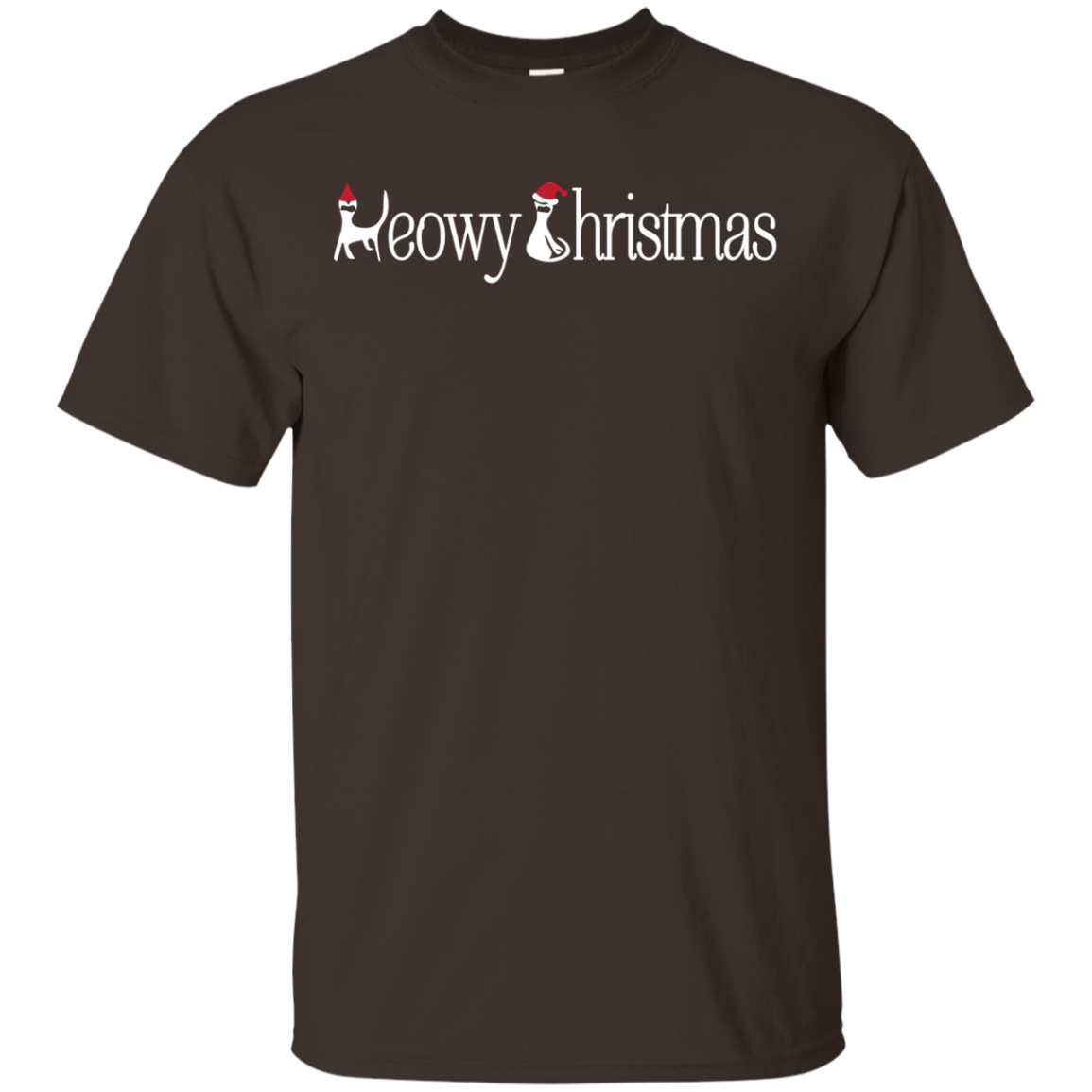Christmas T-shirt Meowy Christmas Dark Chocolate