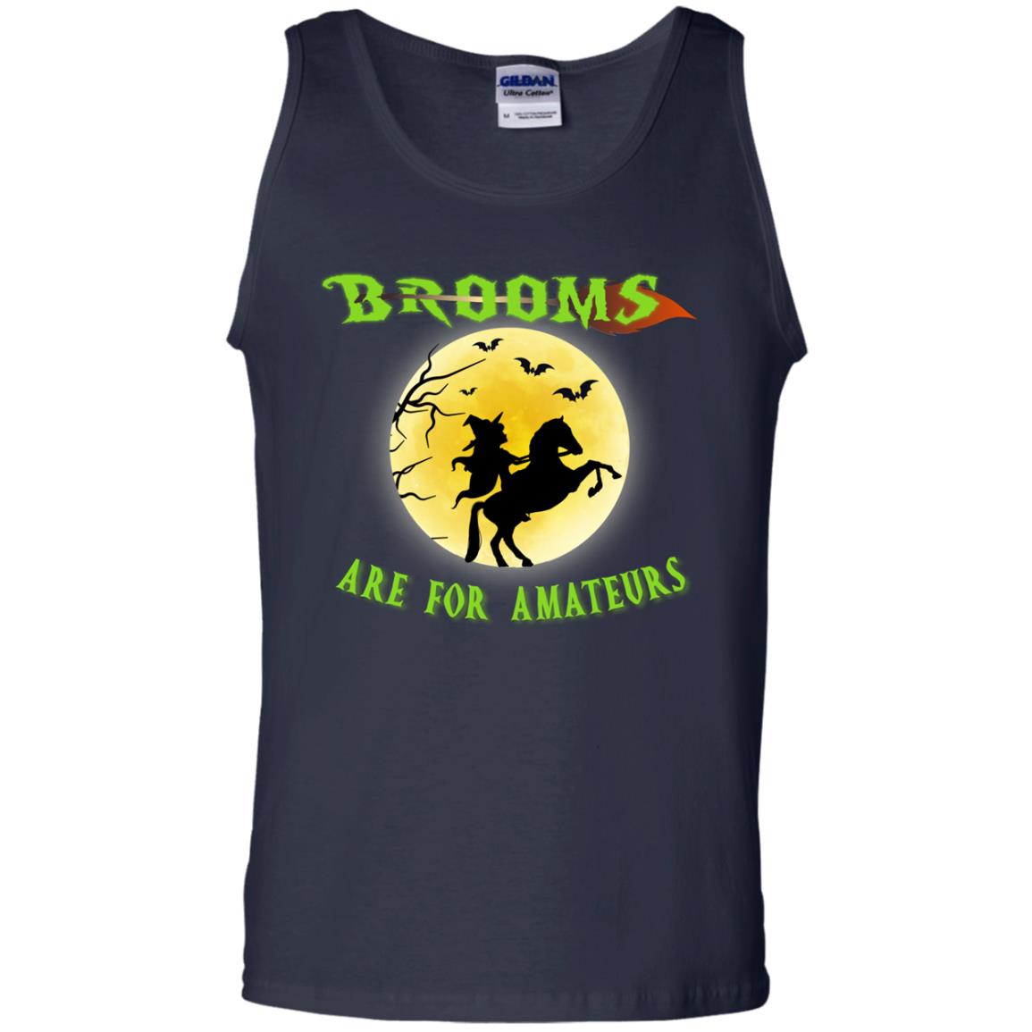 Brooms Are For Amateurs Witches Ride A Horse Funny Halloween Shirt Navy