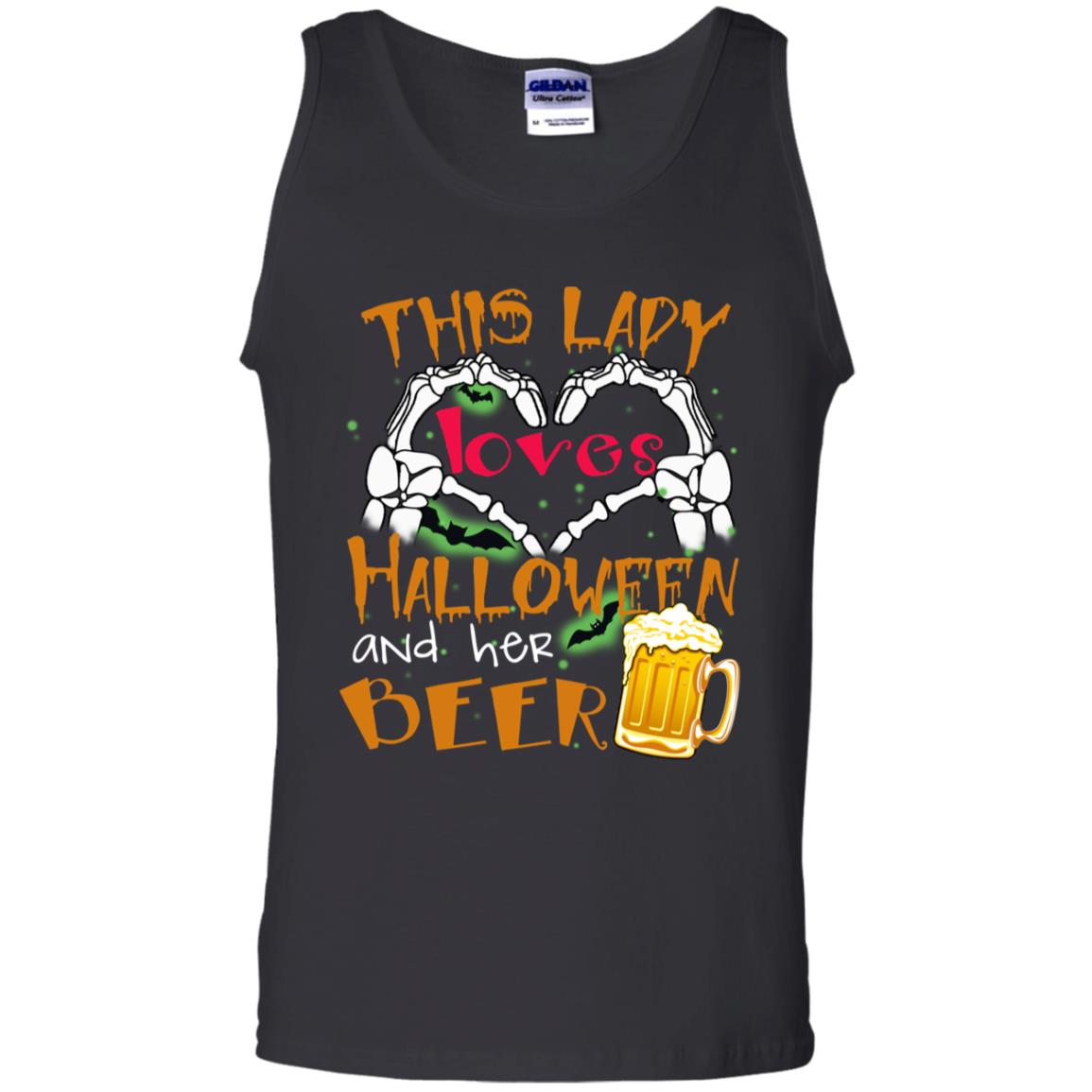 This Girl Loves Halloween And Her Beer Funny Halloween Shirt For Beer LoversG220 Gildan 100% Cotton Tank Top