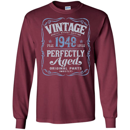 Vintage Made In 1948 70th Birthday Shirt Maroon