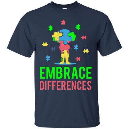 Autism Awareness T-shirt Embrace Differences Navy