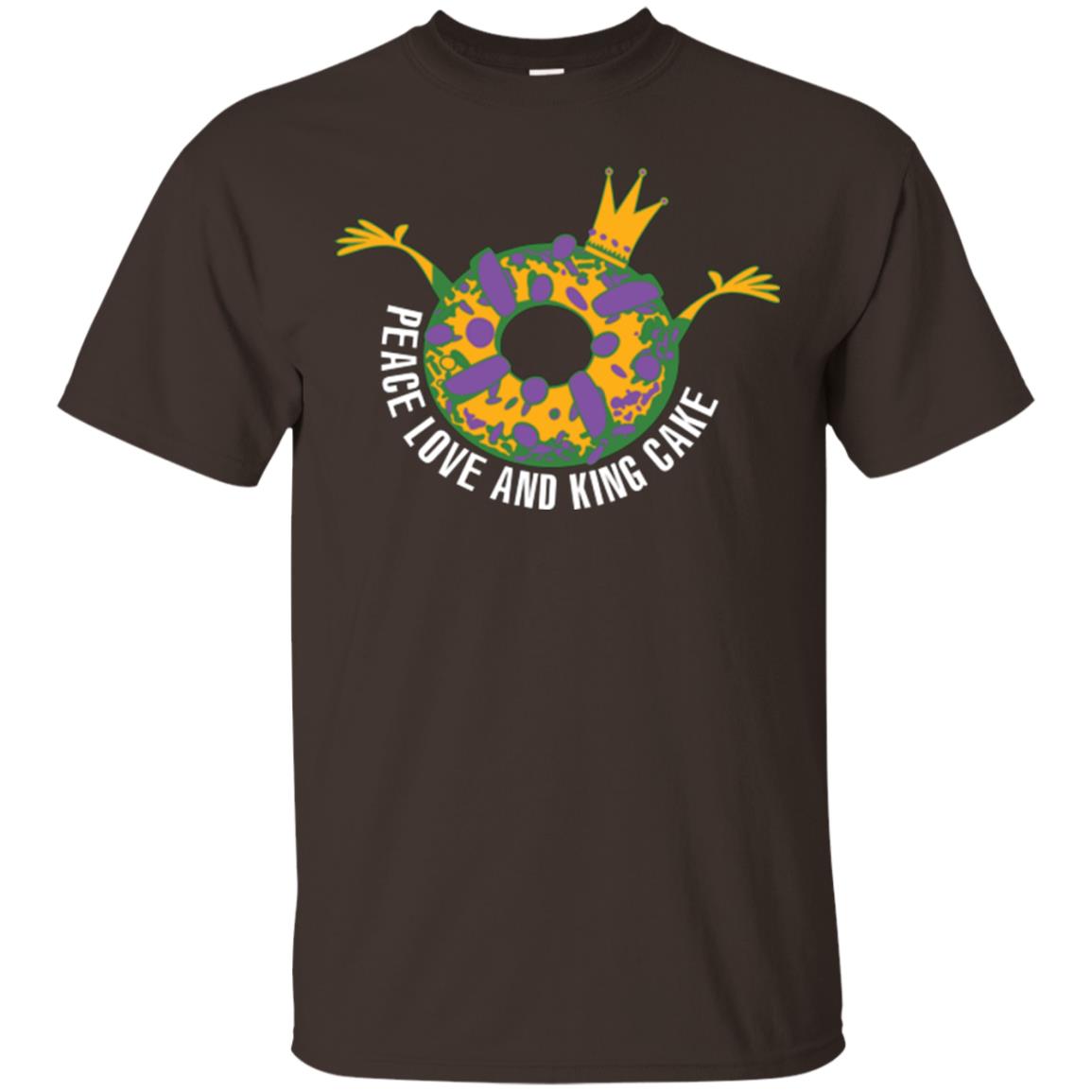 Mardi Gras T-shirt Peace Love And King Cake Dark Chocolate