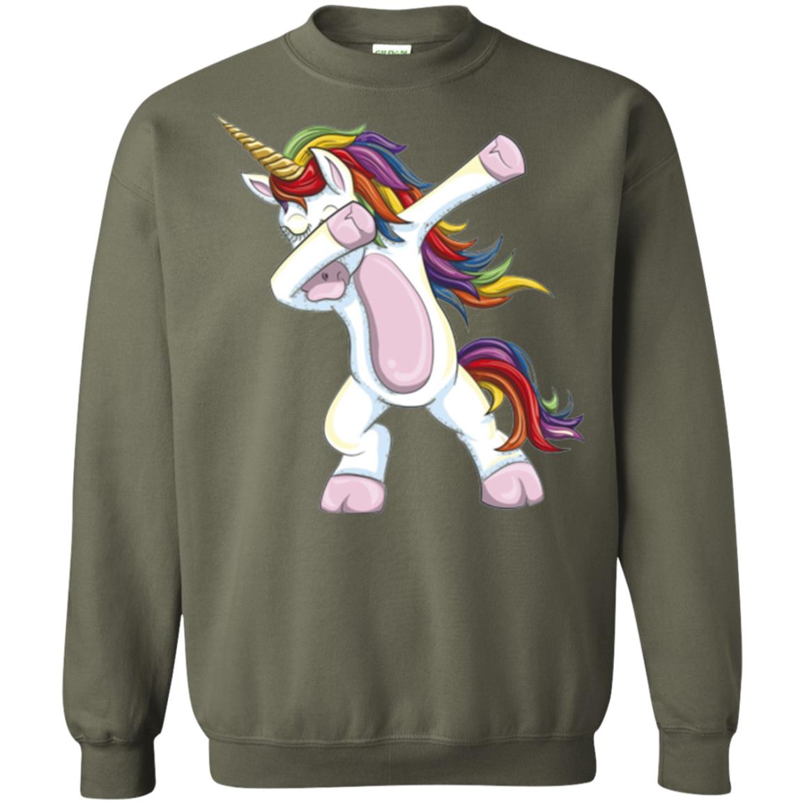 Dabbing Unicorn T-shirt Military Green