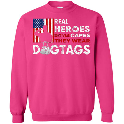 Real Heroes Don_t Wear Capes They Wear Dogtags Military T-shirt Heliconia