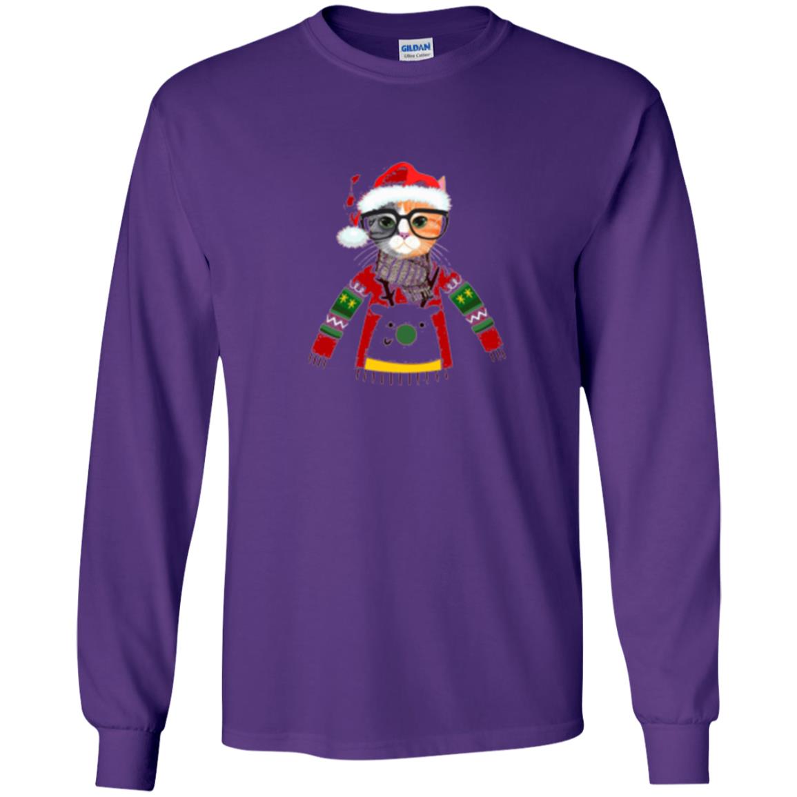 Cat Lovers T-shirt Meowy Christmas Purple