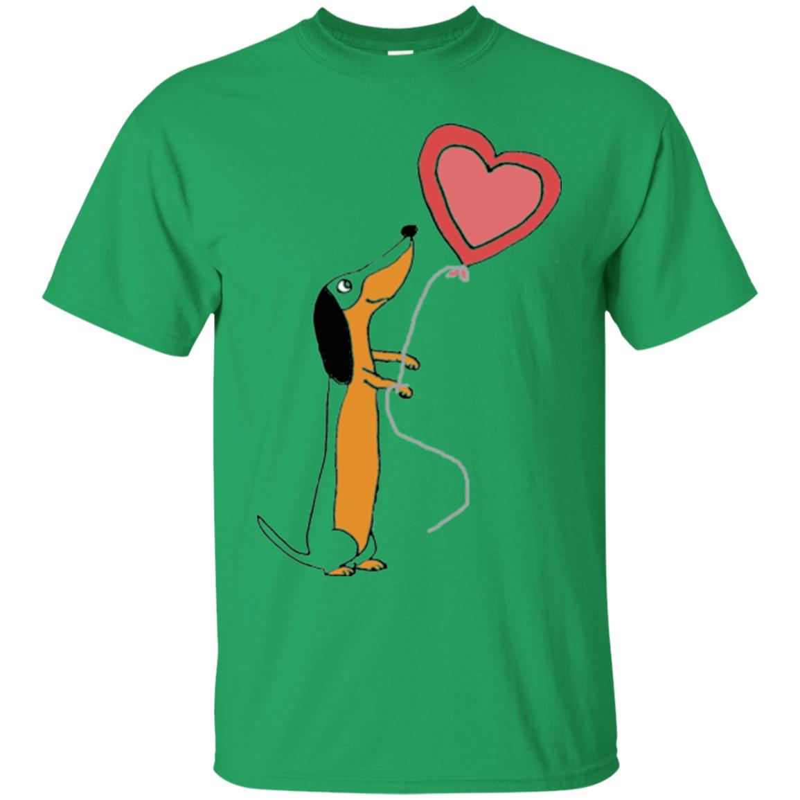 Valentine_s Day T-shirt Cute Dachshund With Heart Balloon Irish Green