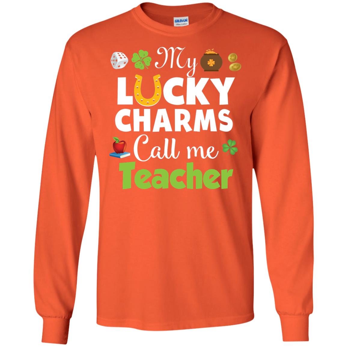 My Lucky Charms Call Me Teacher St Patricks Day T-shirt Orange