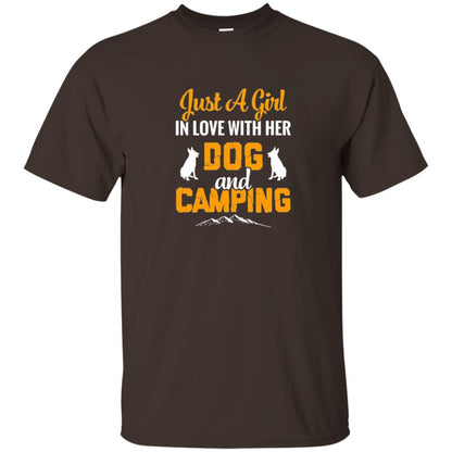 Just A Girl In Love With Her Dog And Camping Dog Lover T-shirt Dark Chocolate