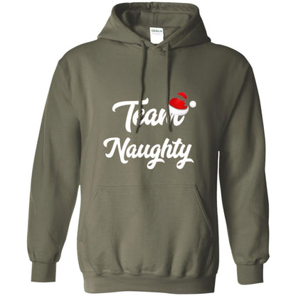 Christmas T-shirt Team Naughty Nice Santa Hat T-shirt Military Green