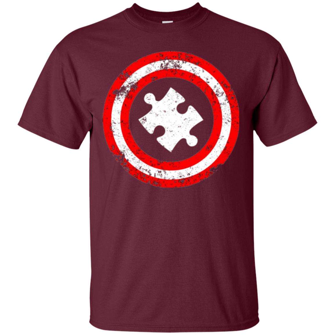 Autism Awareness T-shirt Captain Autism Superhero Maroon