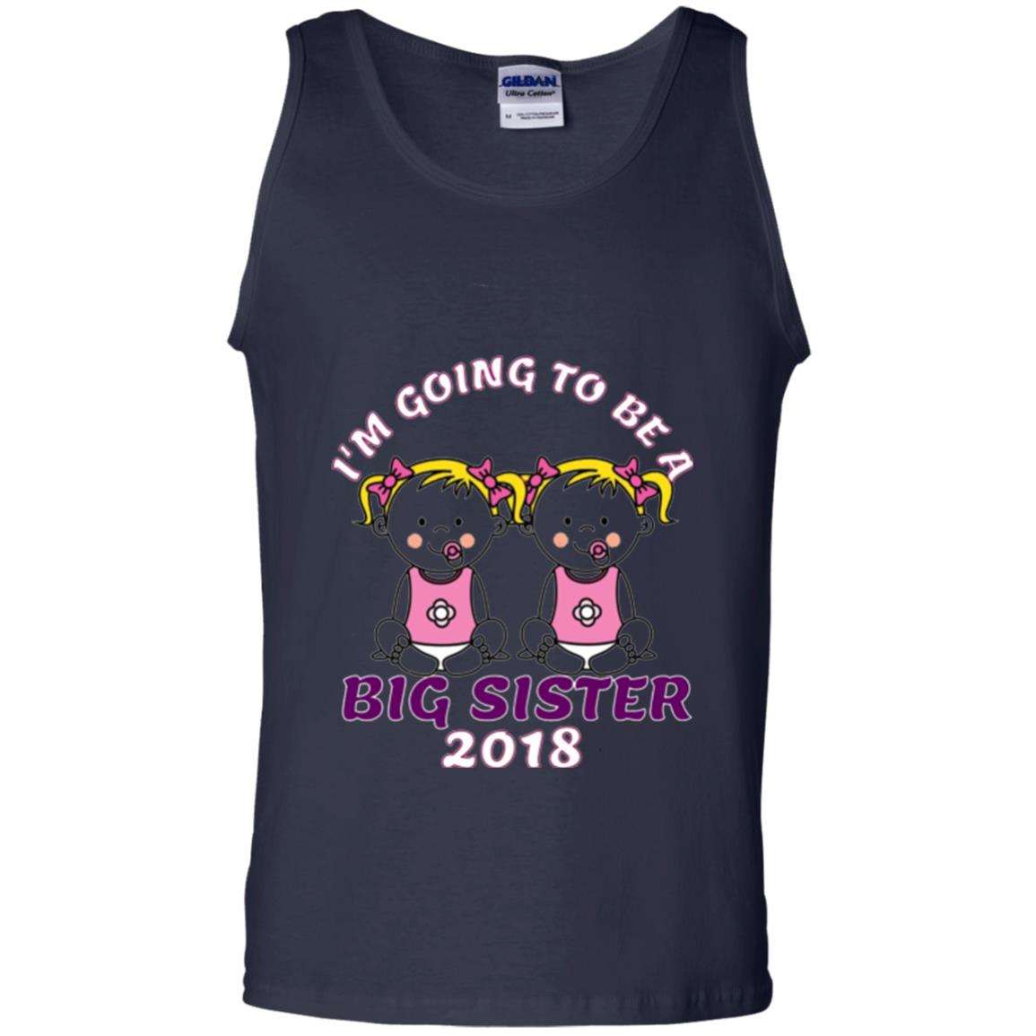 Family T-shirt I_m Going To Be A Big Sister Of Twins 2018 Navy
