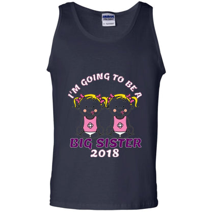 Family T-shirt I_m Going To Be A Big Sister Of Twins 2018 Navy