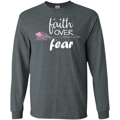 Faith Over Fear Arrow Christian Shirt Dark Heather