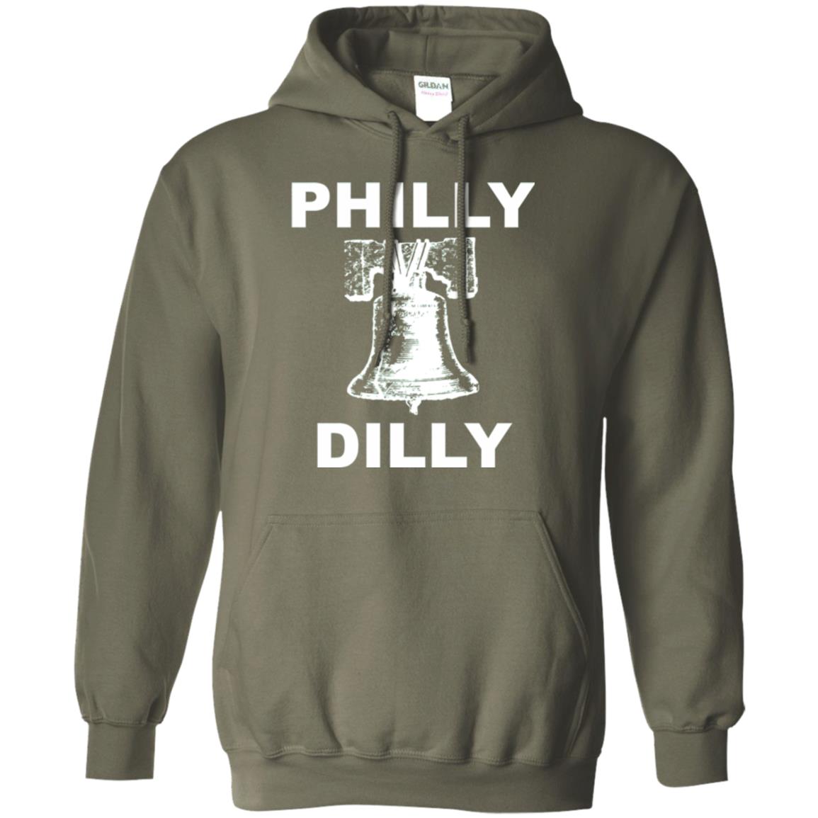 Football T-shirt Philly Dilly With Liberty Bell And Crack Philadelphia Military Green