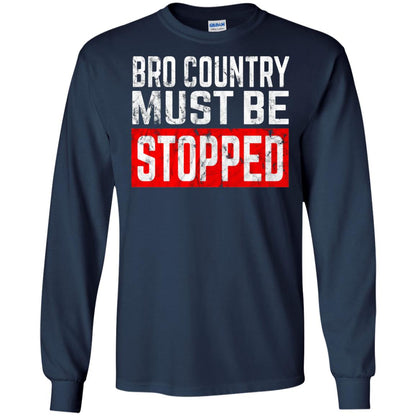 Bro Country Must Be Stopped Traditional Outlaw Country Shirt Navy