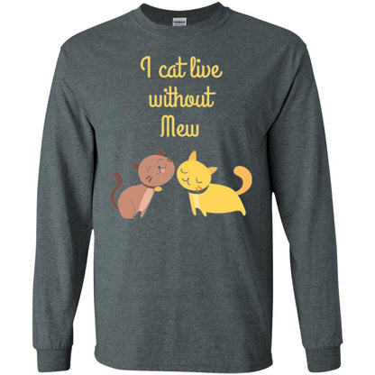 Cat Lover T-shirt I Cat Live Without Mew Dark Heather