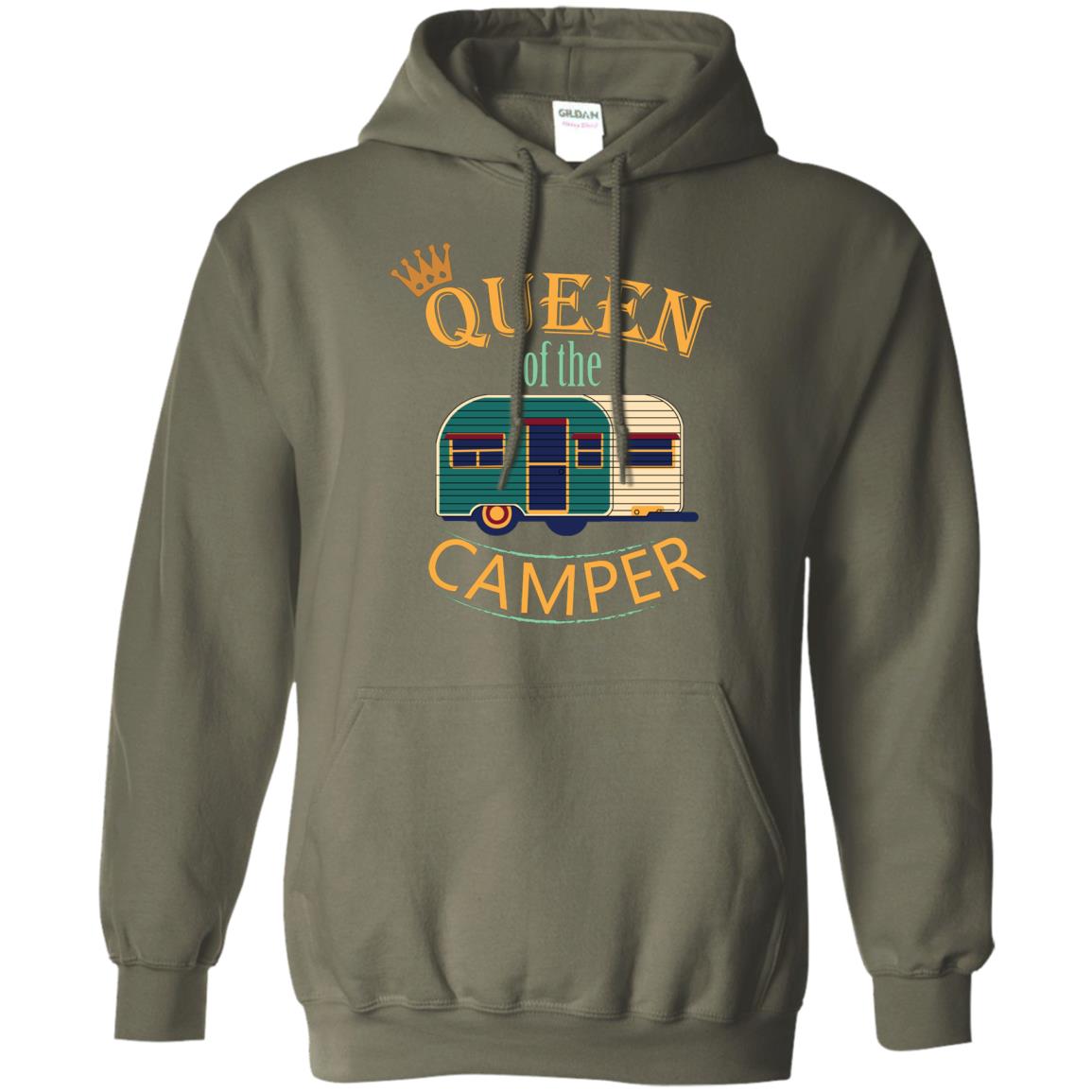 Queen Of The Camper Camping Lover Shirt Military Green