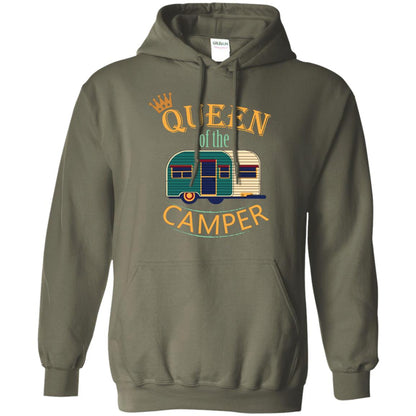 Queen Of The Camper Camping Lover Shirt Military Green