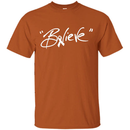 Lung Cancer Awareness Shirt Clear Ribbon Believe Texas Orange