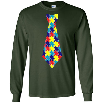Autism Awareness T-shirt Puzzle Neck Tie 2018 Forest Green