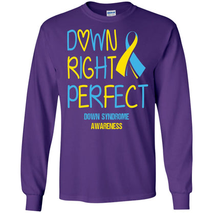 Down Right Perfect Down Syndrome Awareness T-shirt Purple