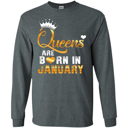 Birthday T-shirt Queens Are Born Iin January Dark Heather