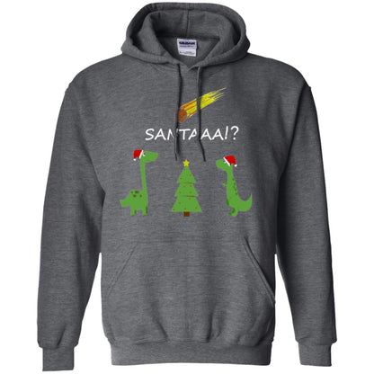 Christmas T-shirt Funny Dinosaus Santaaa Dark Heather