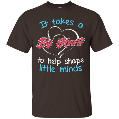 It Takes A Big Heart Funny Teacher T-shirt Dark Chocolate