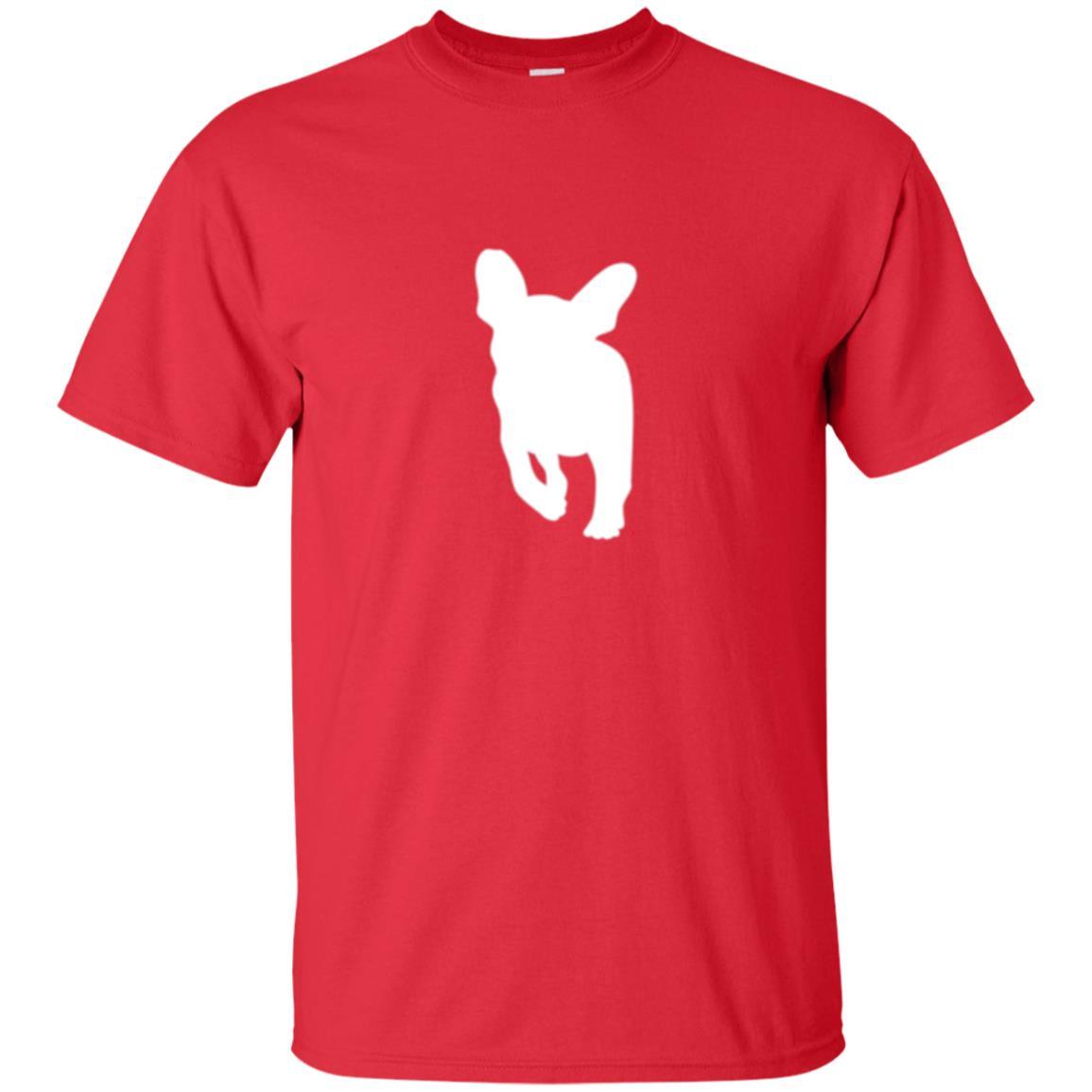 French Bulldog T-shirt White Silhouette Of Puppy Red