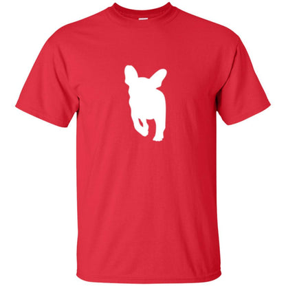 French Bulldog T-shirt White Silhouette Of Puppy Red