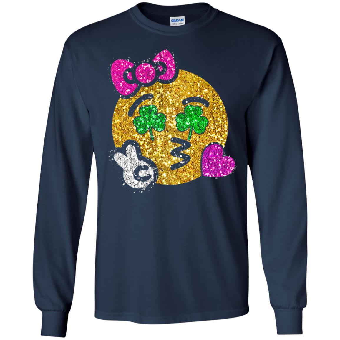 Emoji Kiss Heart Princess St. Patrick_s Day T-shirt Navy