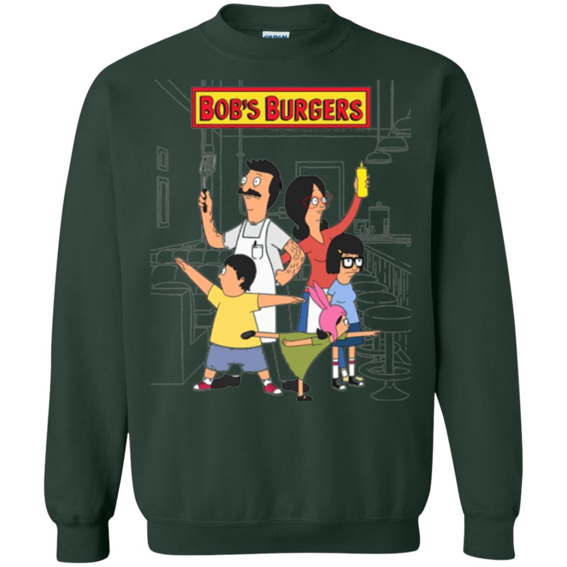 Family Group Hero Pose T-shirt Bob_s Burgers Forest Green
