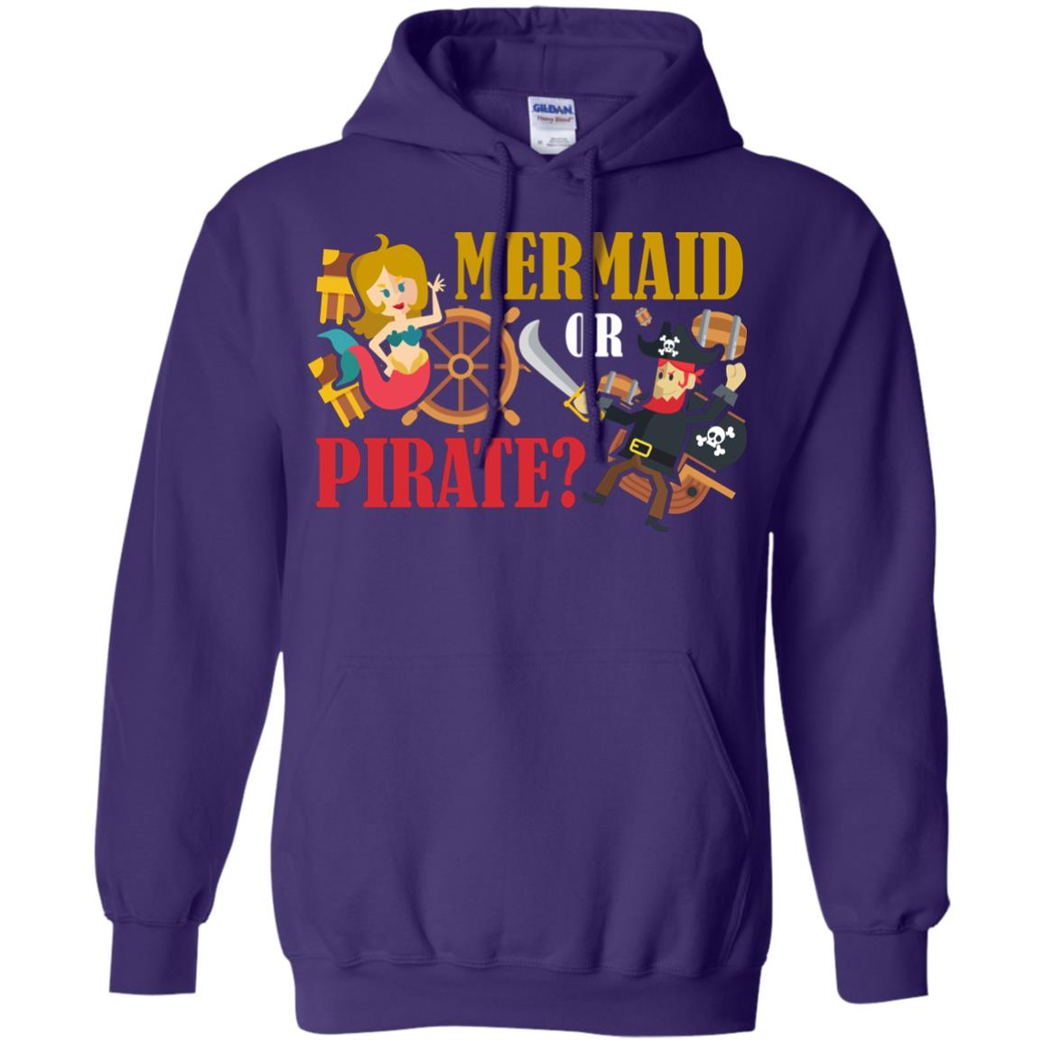 Mermaid Or Pirate Gift Shirt For Boys And Girls Purple