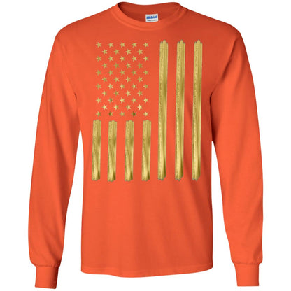 Faux Gold Paint American Flag T-shirt Orange