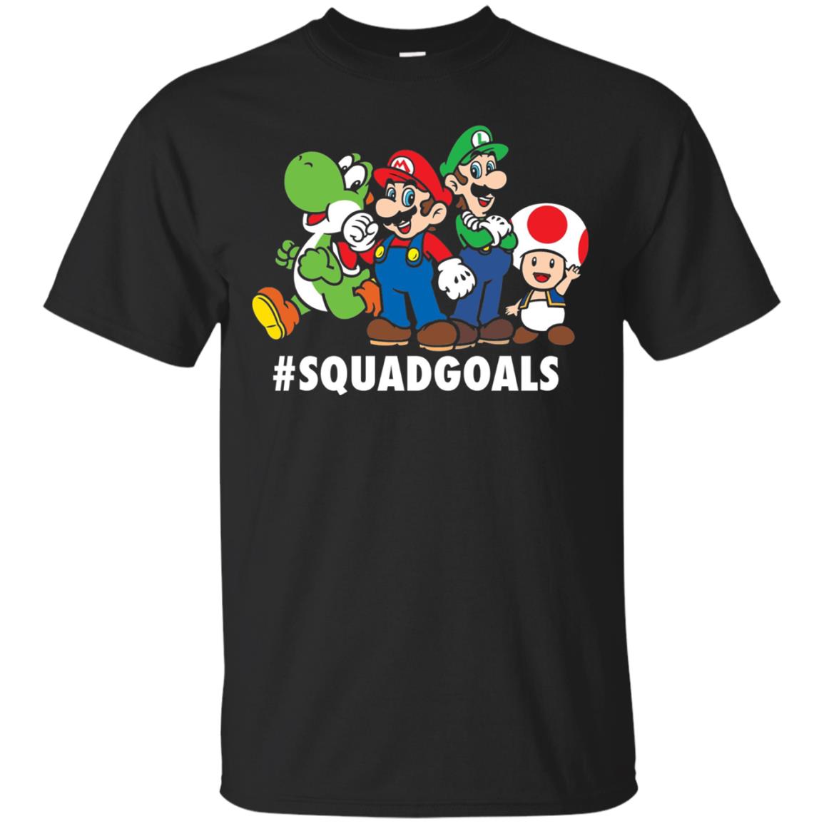 Nintendo Super Mario Luigi #squadgoals Gamer T-shirt Black