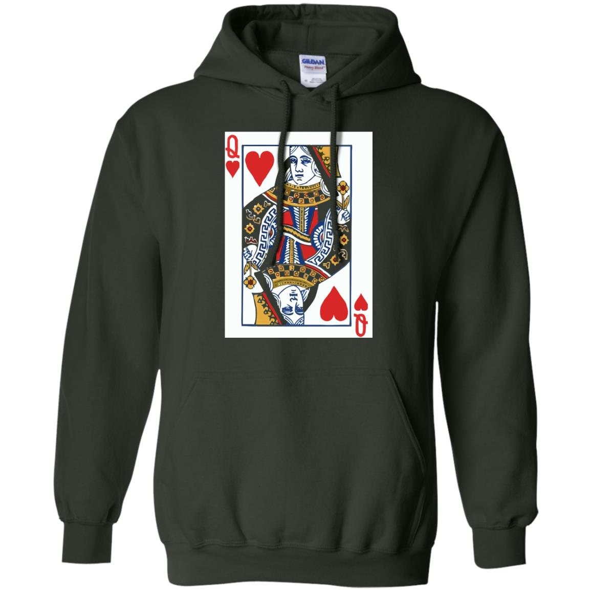 Valentines Day T-shirt Queen Of Hearts Cards Couple Forest Green