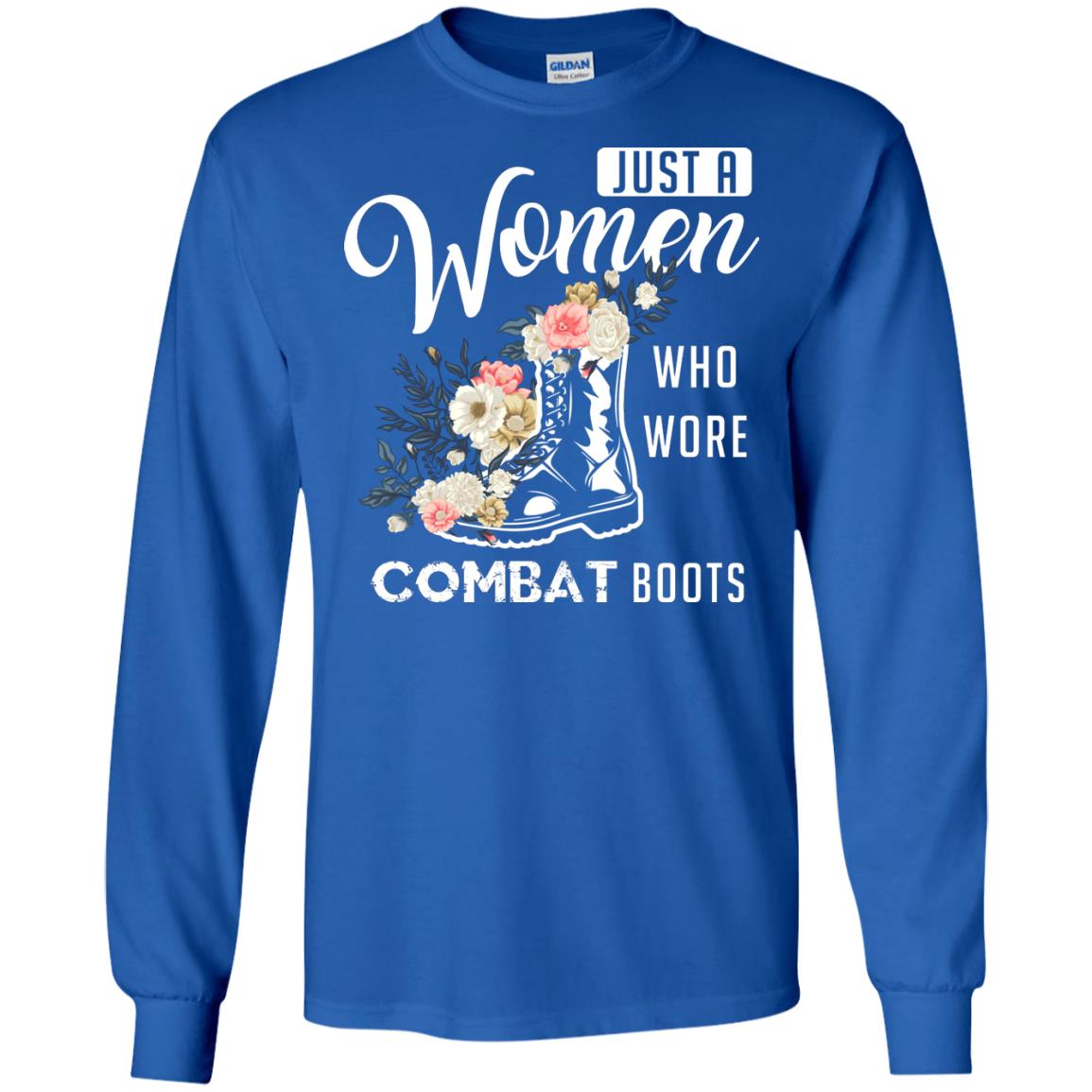 Just A Women Who Wore Combat Boots Female Veteran T-shirt Royal