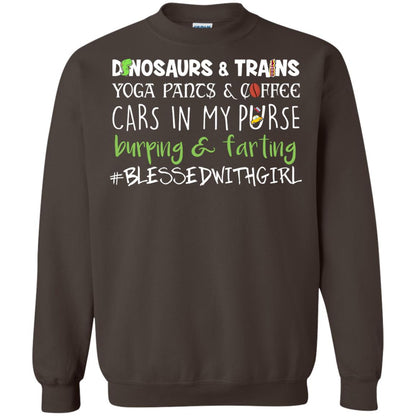 Dinosaurs And Trains Yoga Pants Coffee Cars In My Purse Buring Farting Mom Of Girls Shirt Dark Chocolate