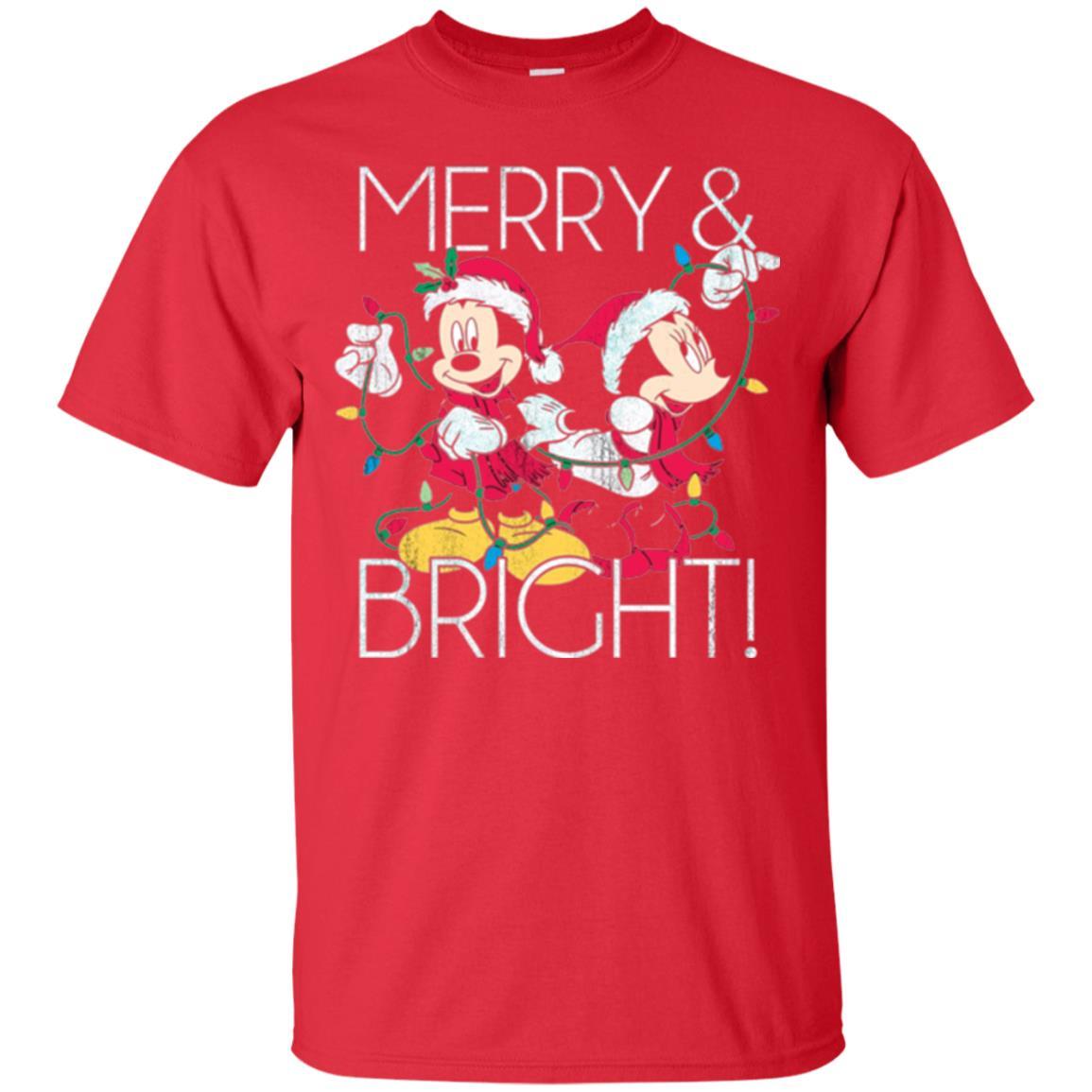 Disney Mickey Mouse T-shirt Merry And Bright Christmas Red