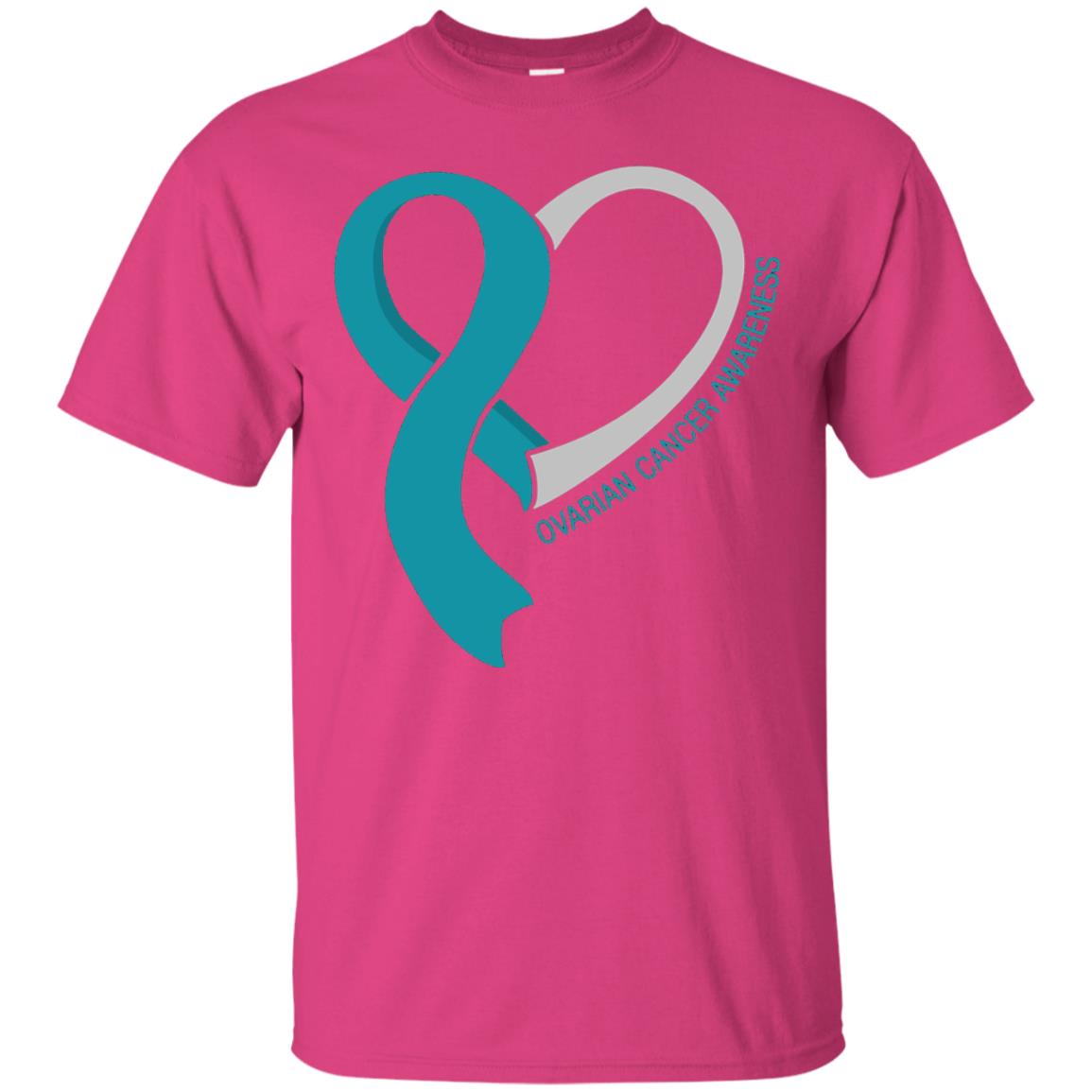 Ovarian Cancer Teal Heart Ribbon Awareness Ovarian Cancer T-shirt Heliconia